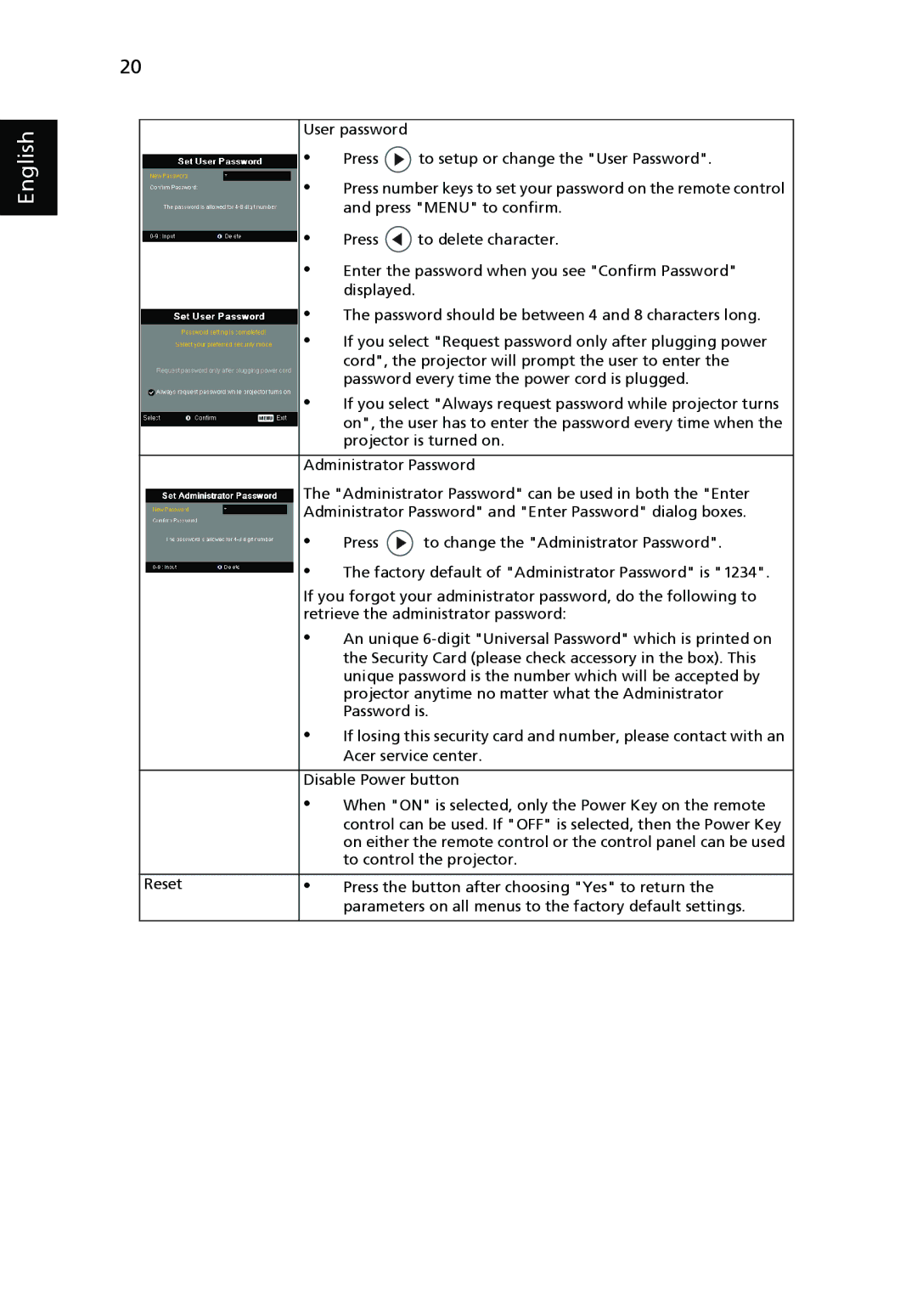 Acer X1160 manual English 