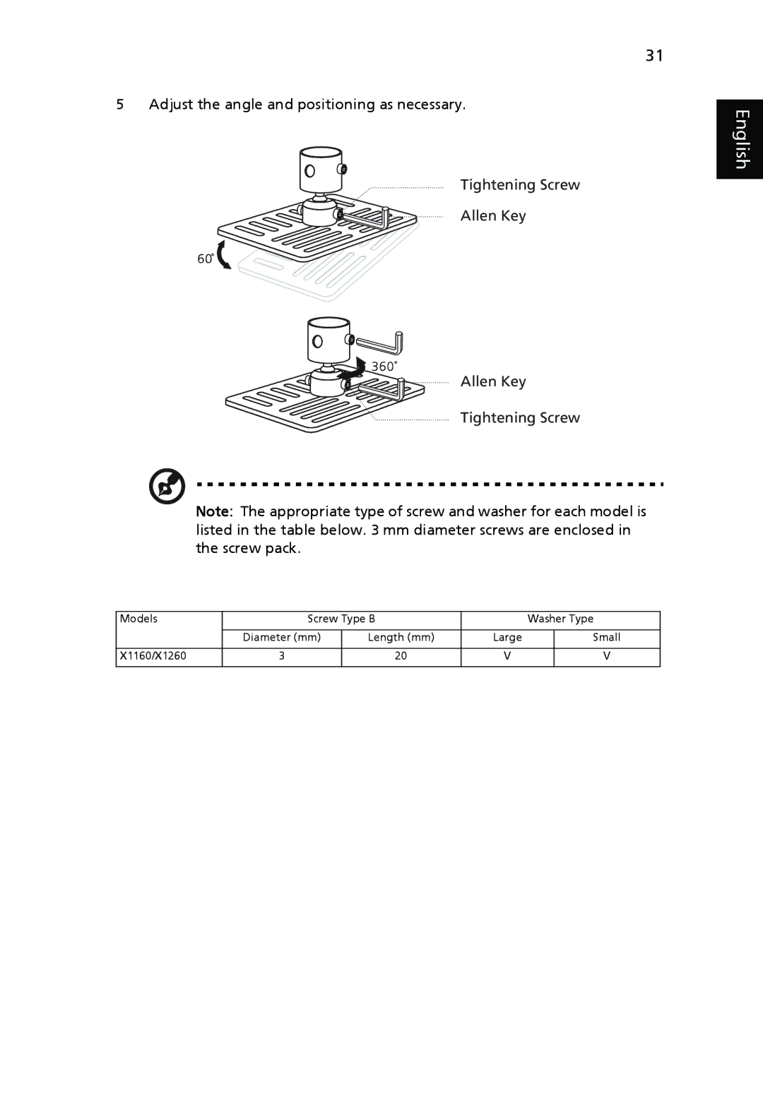 Acer X1160 manual English 