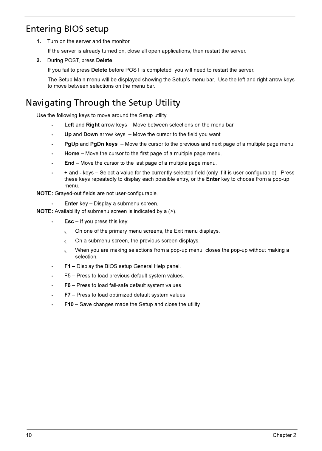 Acer X1301 manual Entering Bios setup, Navigating Through the Setup Utility 