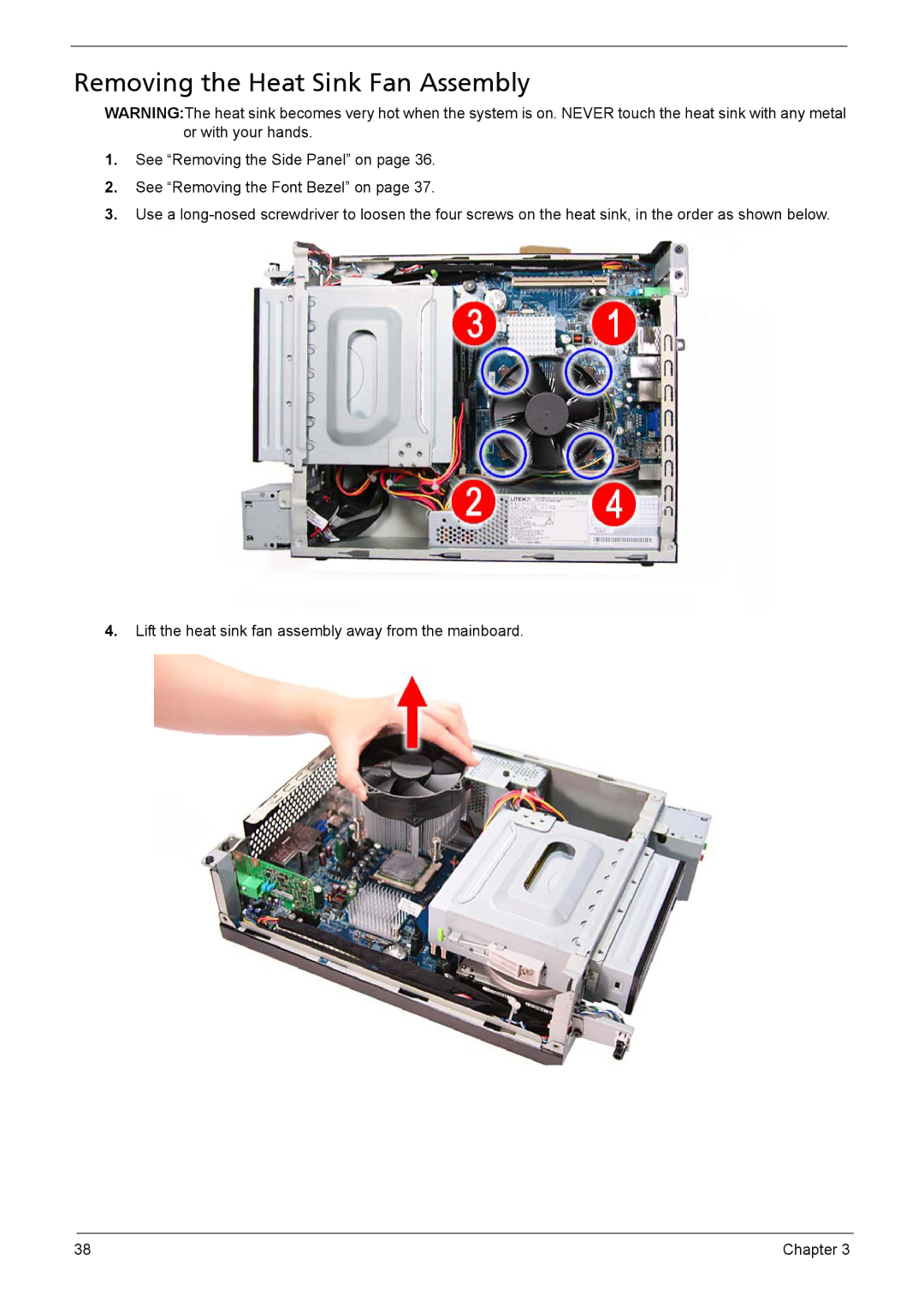 Acer X1301 manual Removing the Heat Sink Fan Assembly 