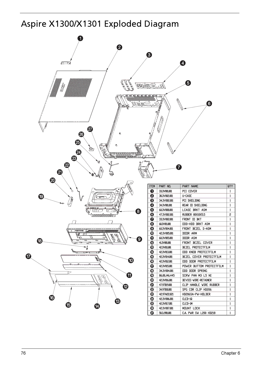 Acer manual Aspire X1300/X1301 Exploded Diagram 