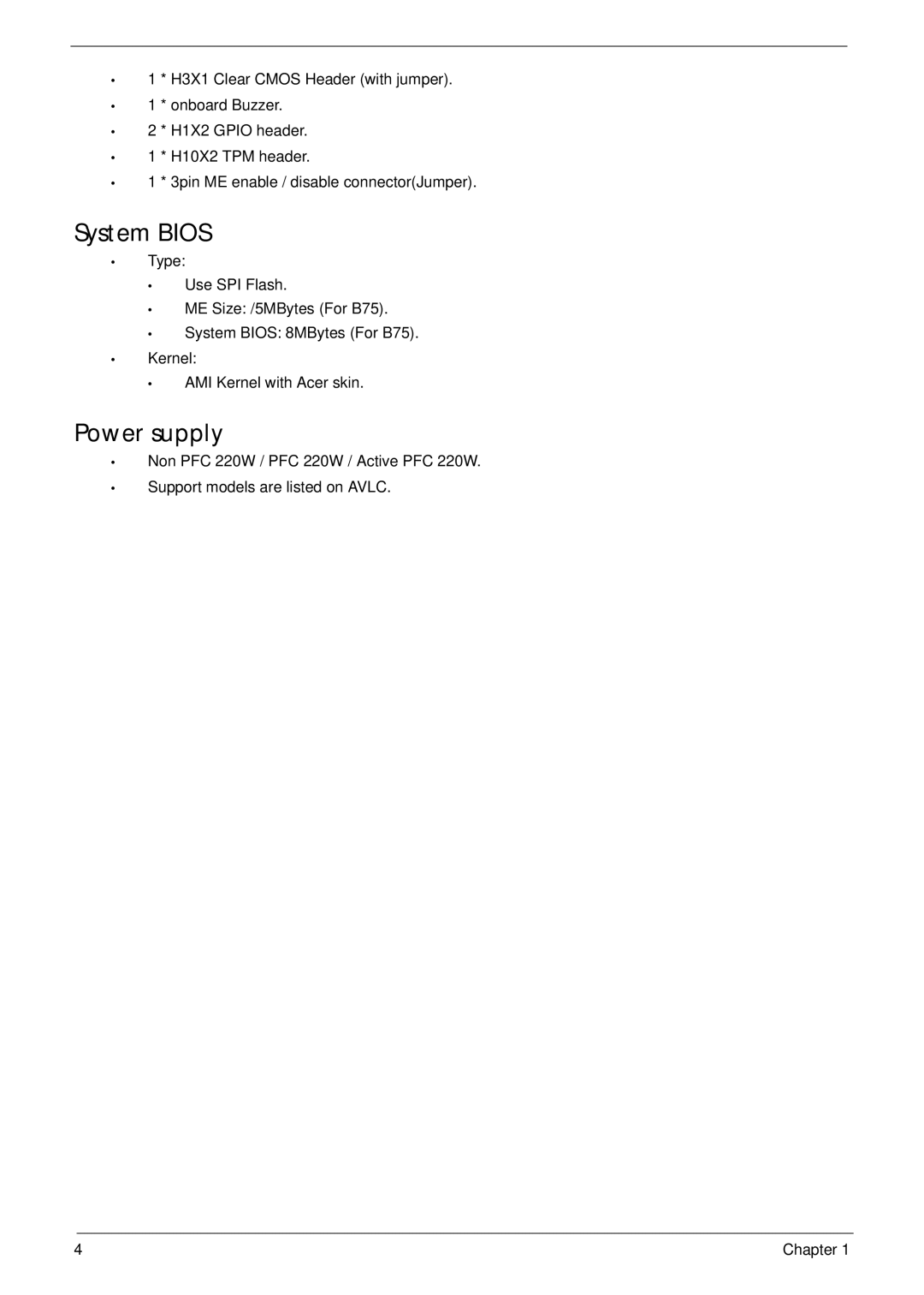 Acer X1935 manual Power supply 