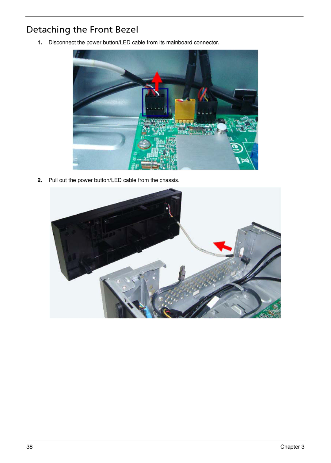 Acer X1935 manual Detaching the Front Bezel 