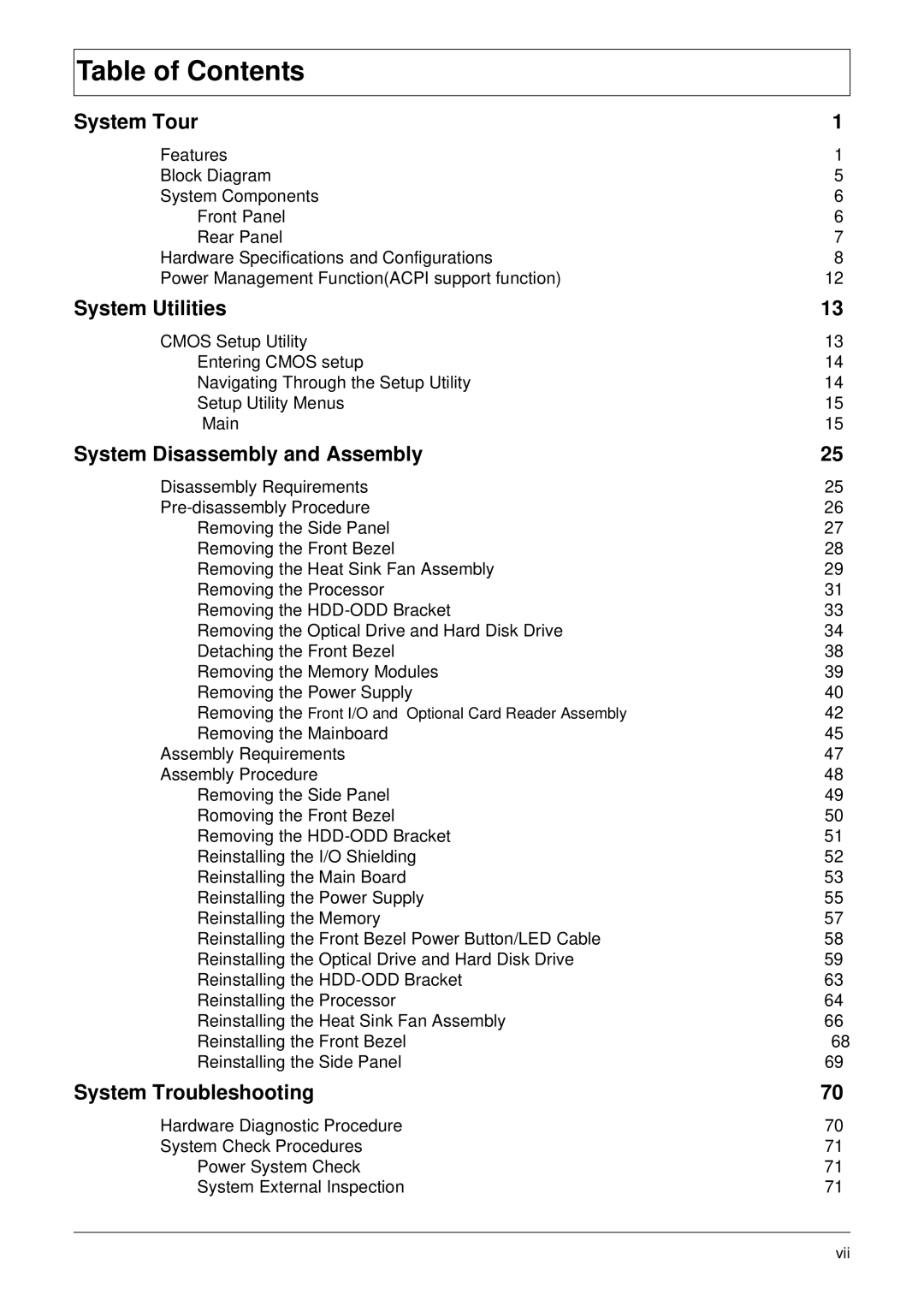 Acer X1935 manual Table of Contents 