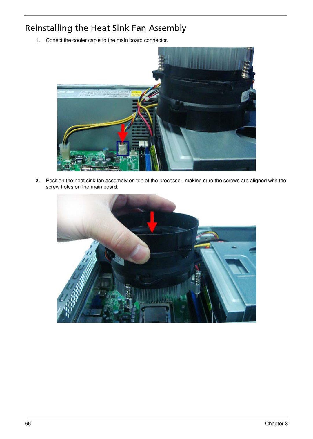 Acer X1935 manual Reinstalling the Heat Sink Fan Assembly 