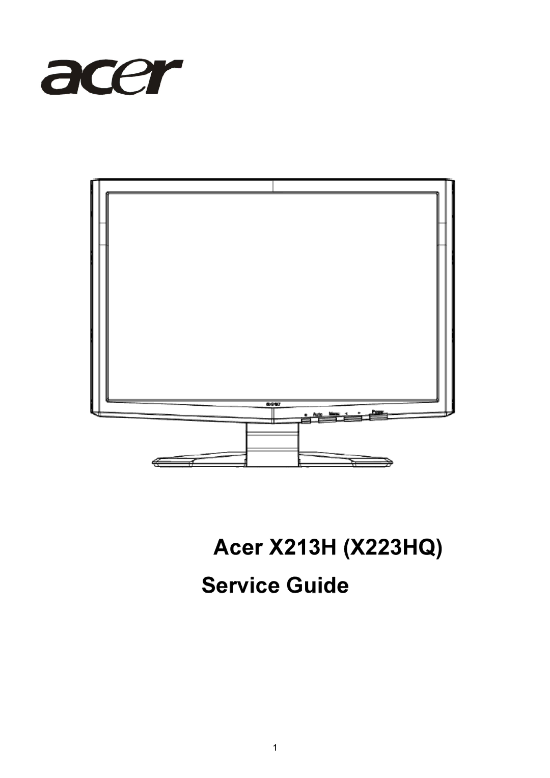 Acer manual Acer X213H X223HQ Service Guide 