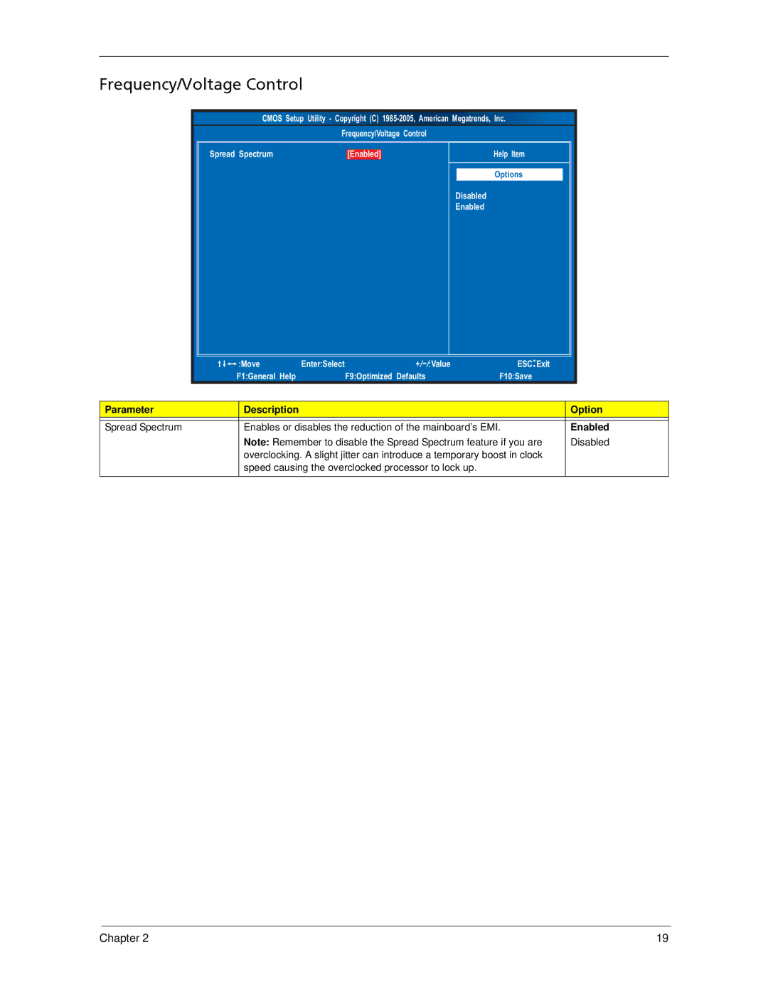 Acer X5300, X3300 manual Frequency/Voltage Control 