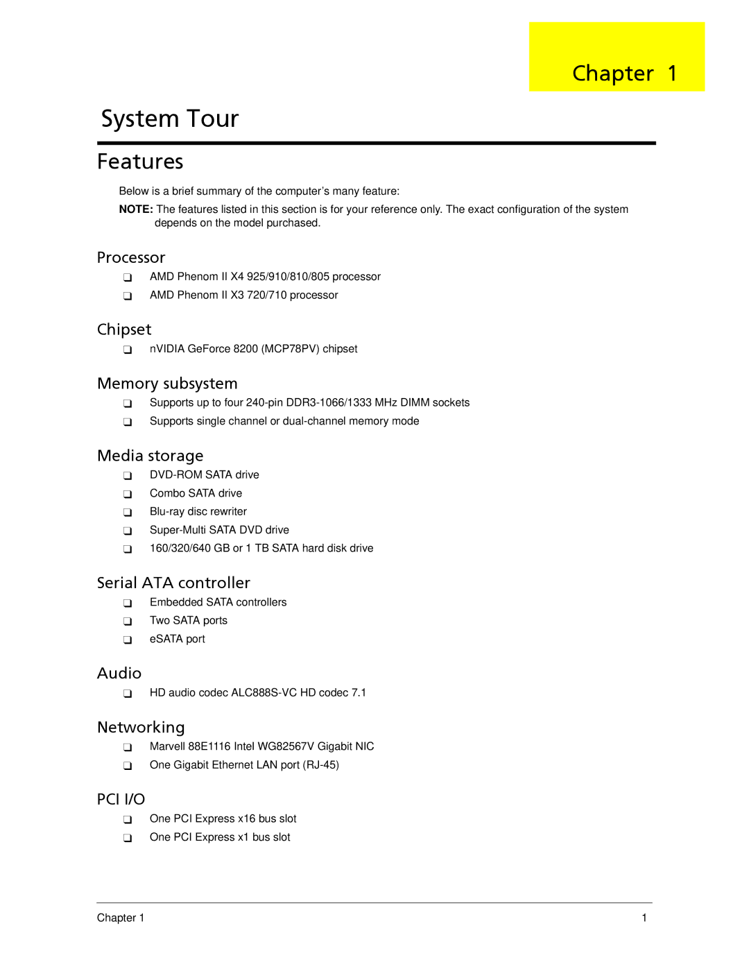 Acer X5300, X3300 manual Chapter, Features 