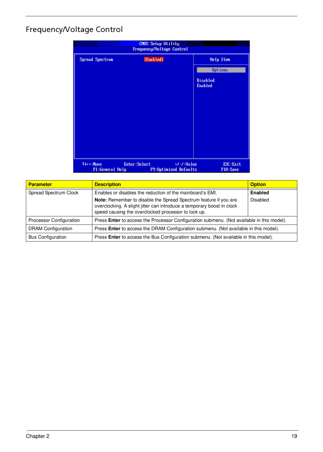 Acer X5812, X3812 manual Frequency/Voltage Control 