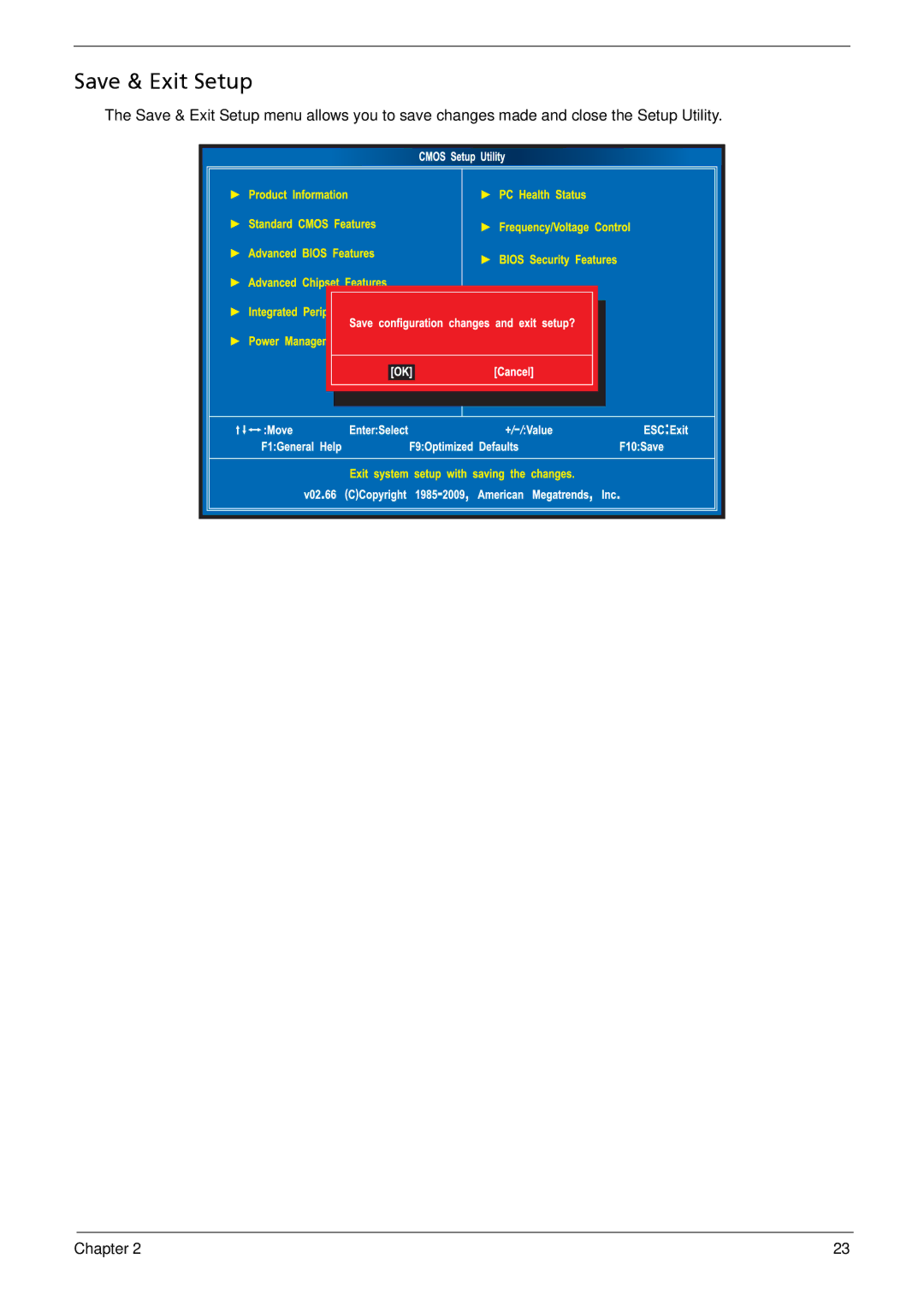 Acer X5812, X3812 manual Save & Exit Setup 