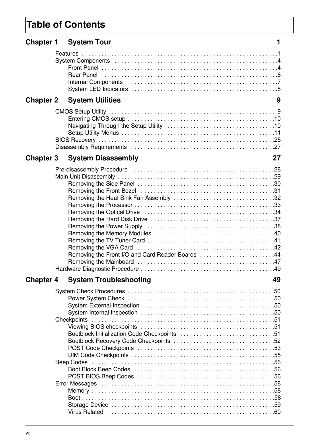 Acer X5812, X3812 manual Table of Contents 