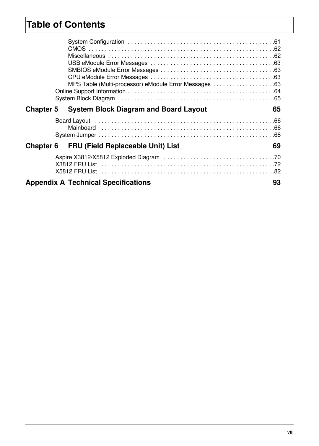 Acer X3812, X5812 manual Chapter System Block Diagram and Board Layout 