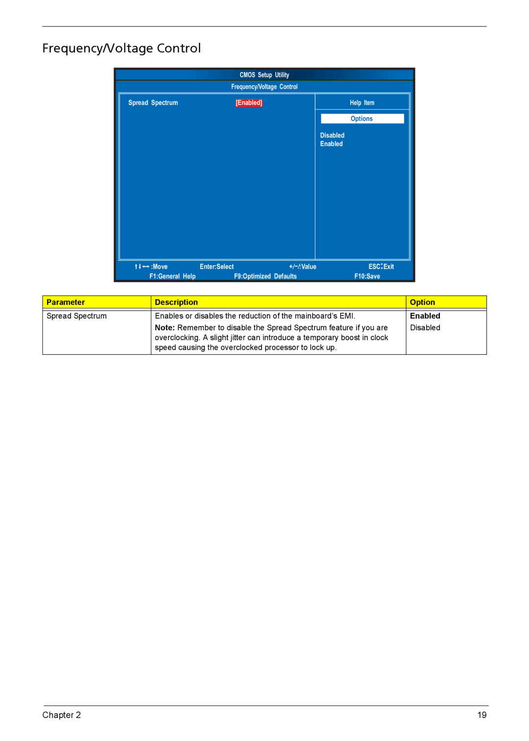 Acer X3910 manual Frequency/Voltage Control 