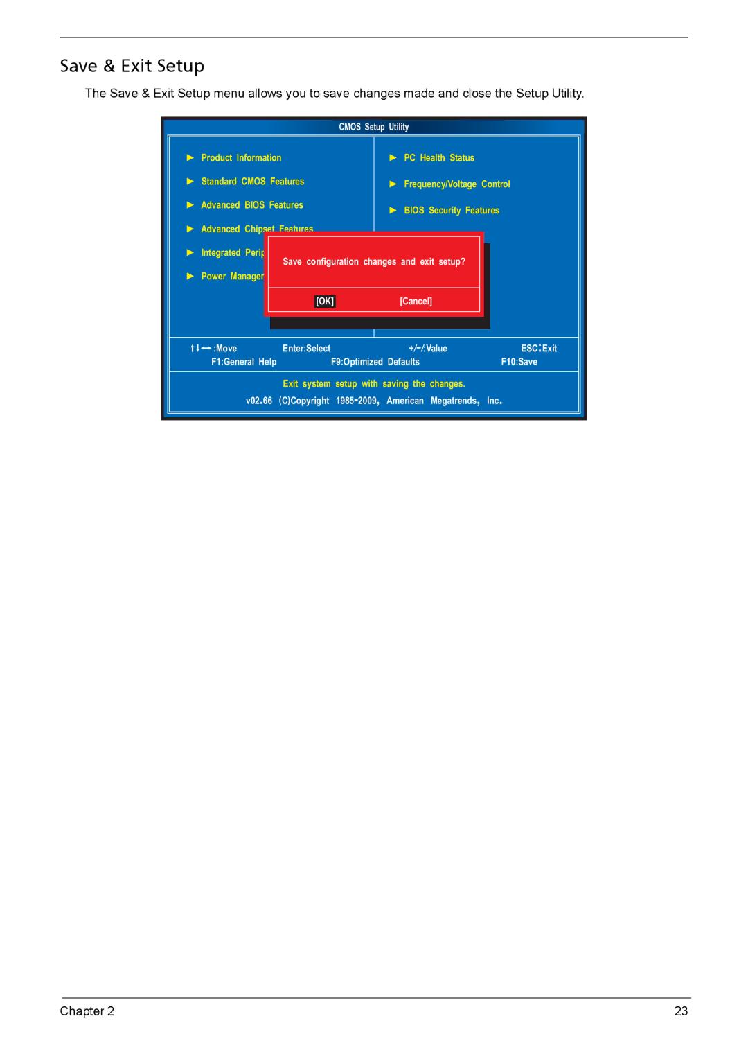 Acer X3910 manual Save & Exit Setup 