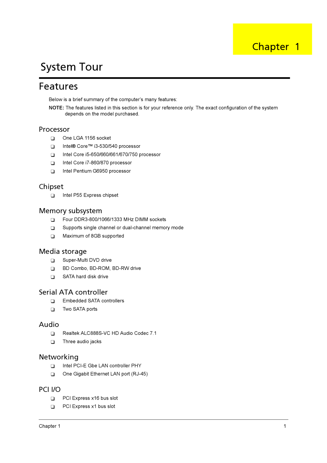 Acer X5950, X3950 manual Chapter, Features 