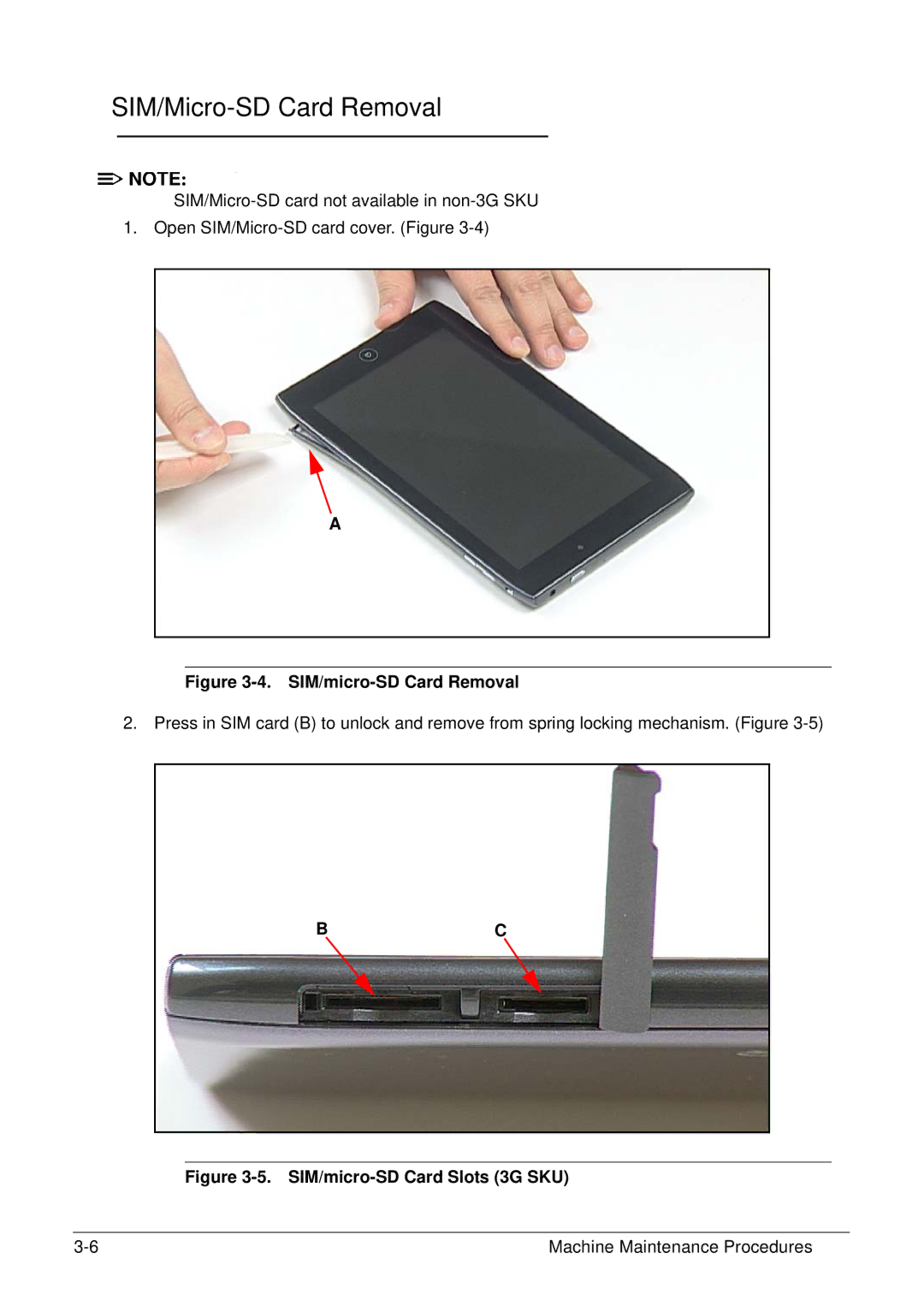 Acer XE.H6RPN.006 manual SIM/Micro-SD Card Removal, SIM/micro-SD Card Removal 