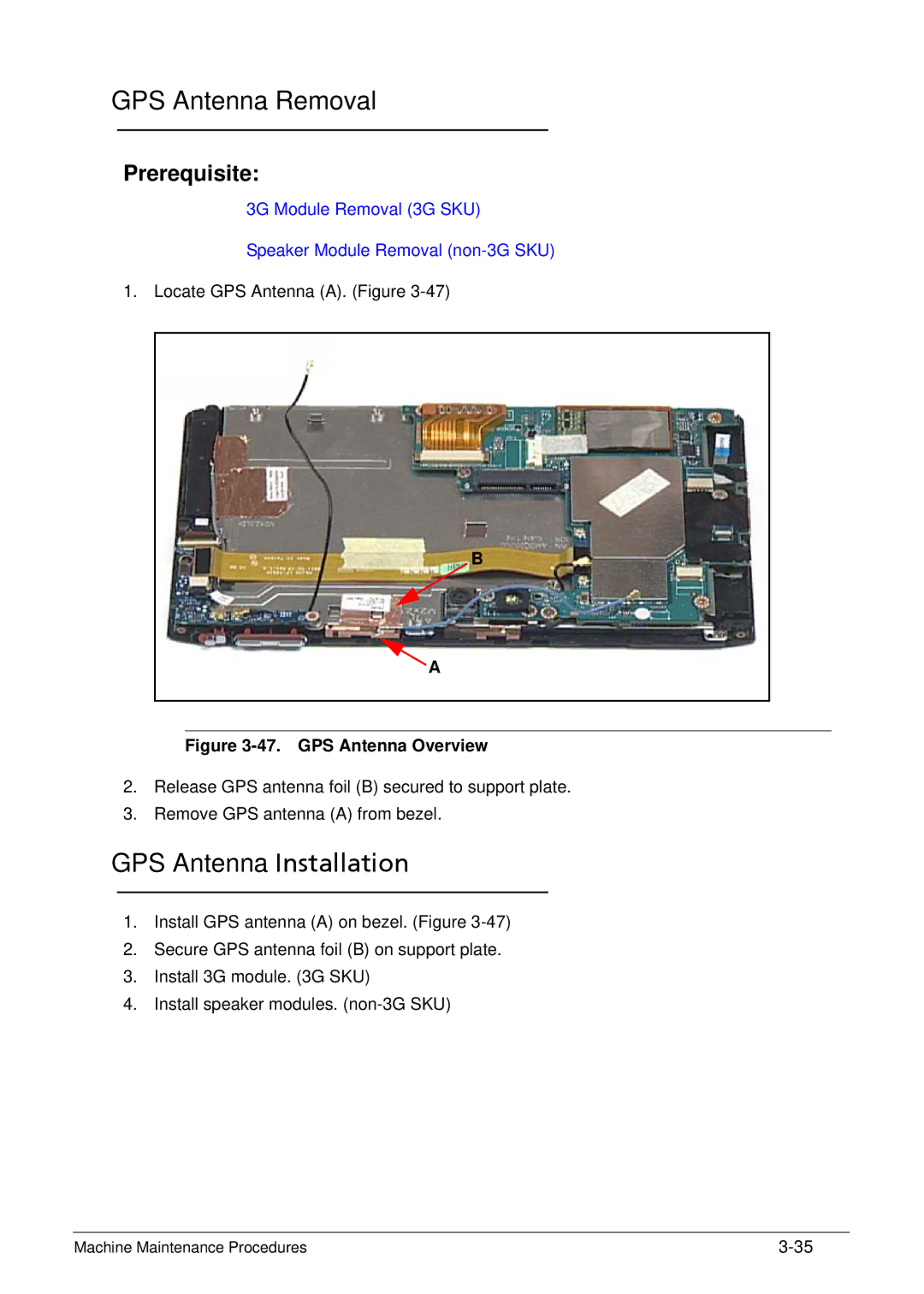 Acer XE.H6RPN.006 manual GPS Antenna Removal, GPS Antenna Installation 