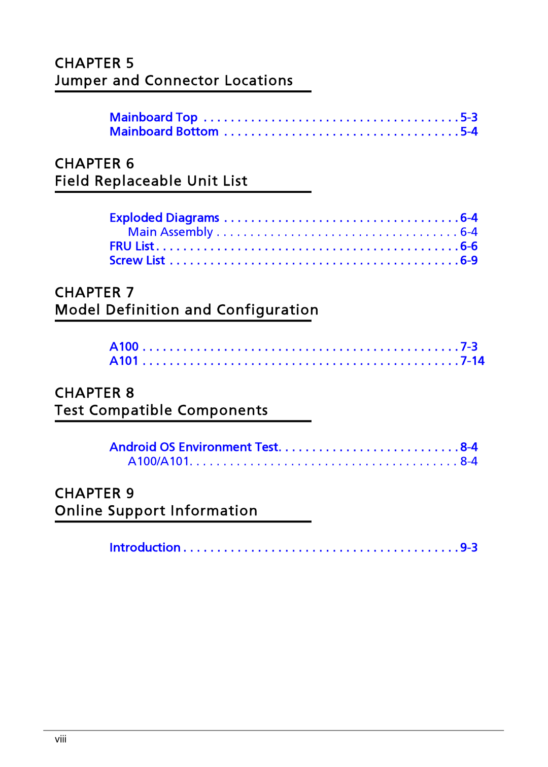 Acer XE.H6RPN.006 manual Jumper and Connector Locations 