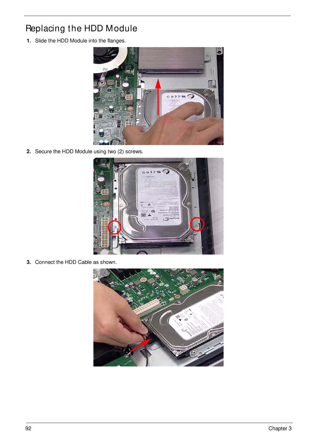 Acer Z5600, Z5610 manual Replacing the HDD Module 