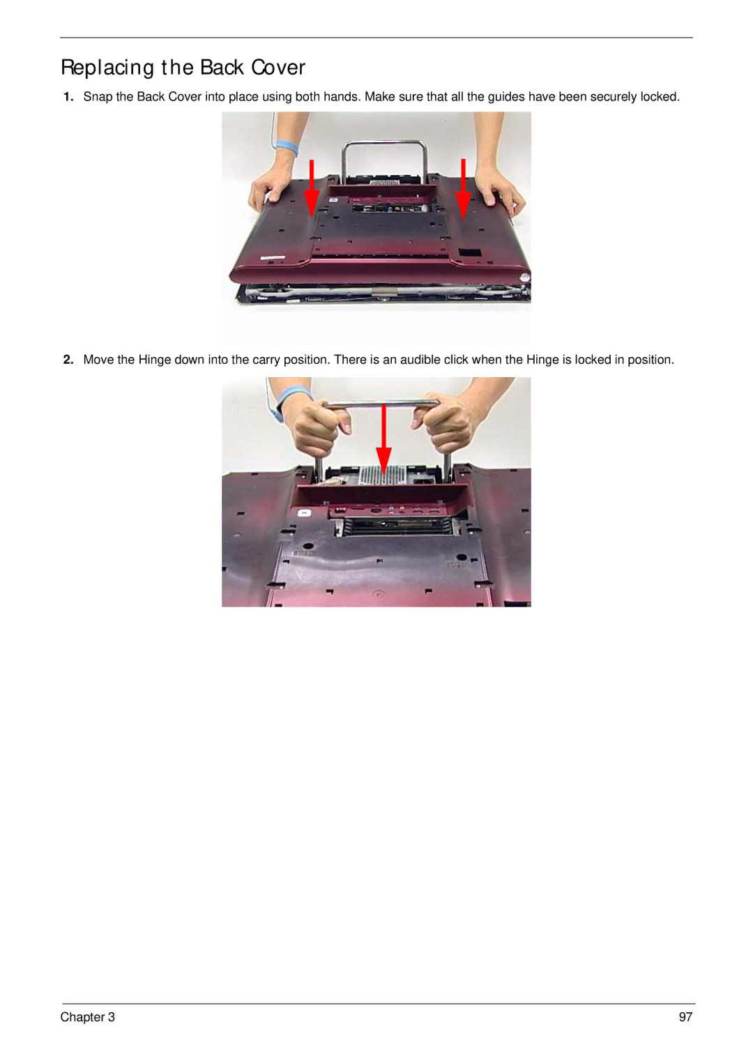 Acer Z5610, Z5600 manual Replacing the Back Cover 