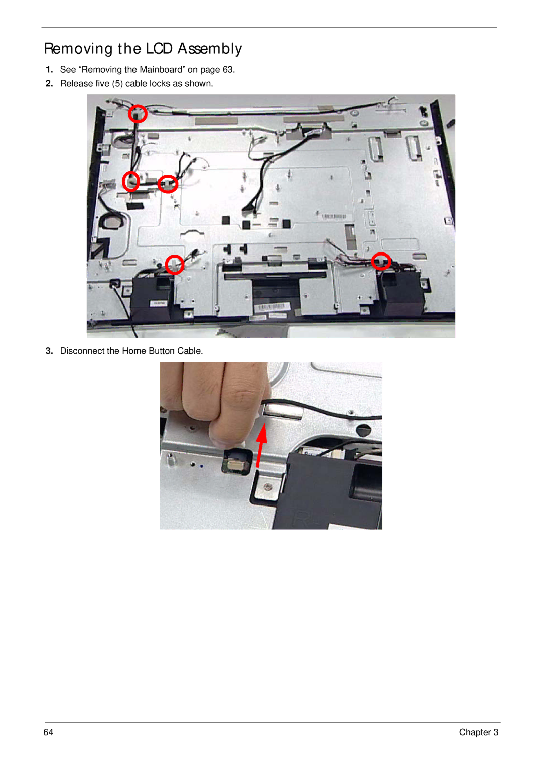 Acer Z5600, Z5610 manual Removing the LCD Assembly 