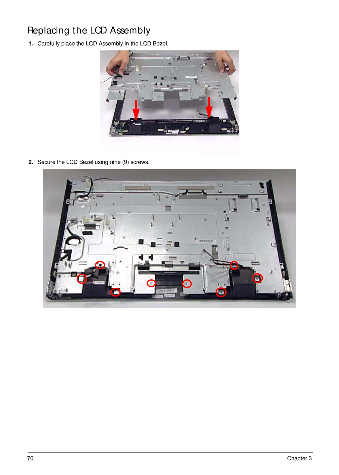 Acer Z5600, Z5610 manual Replacing the LCD Assembly 