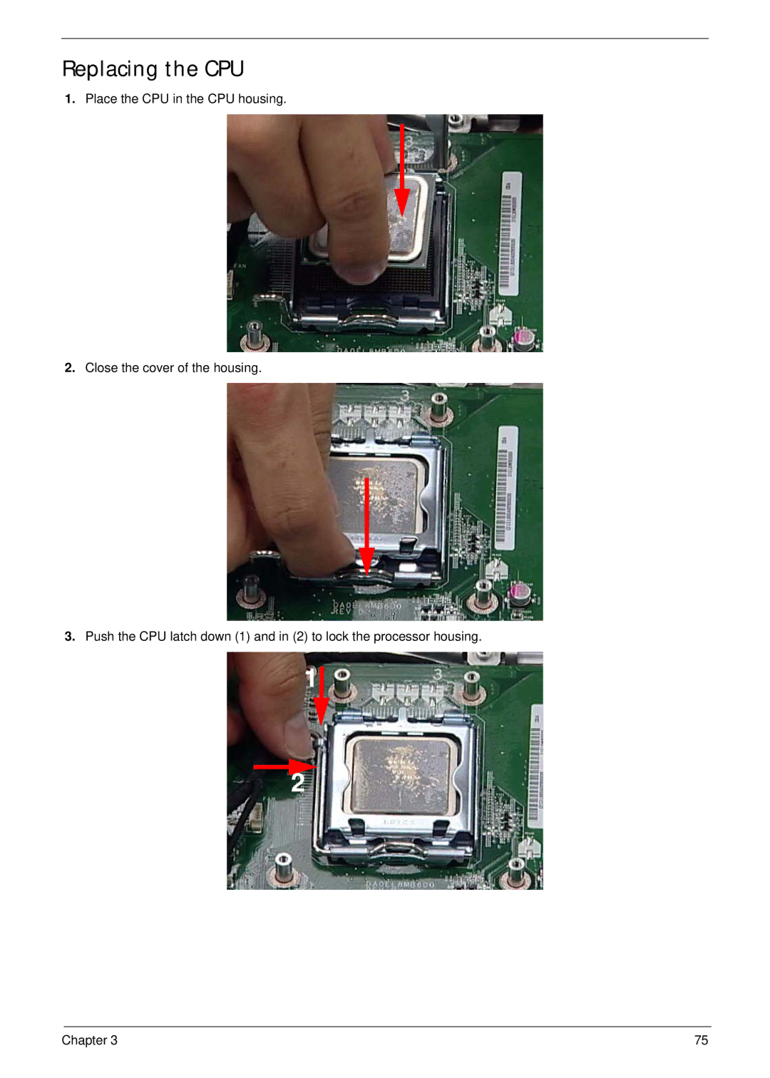 Acer Z5610, Z5600 manual Replacing the CPU 