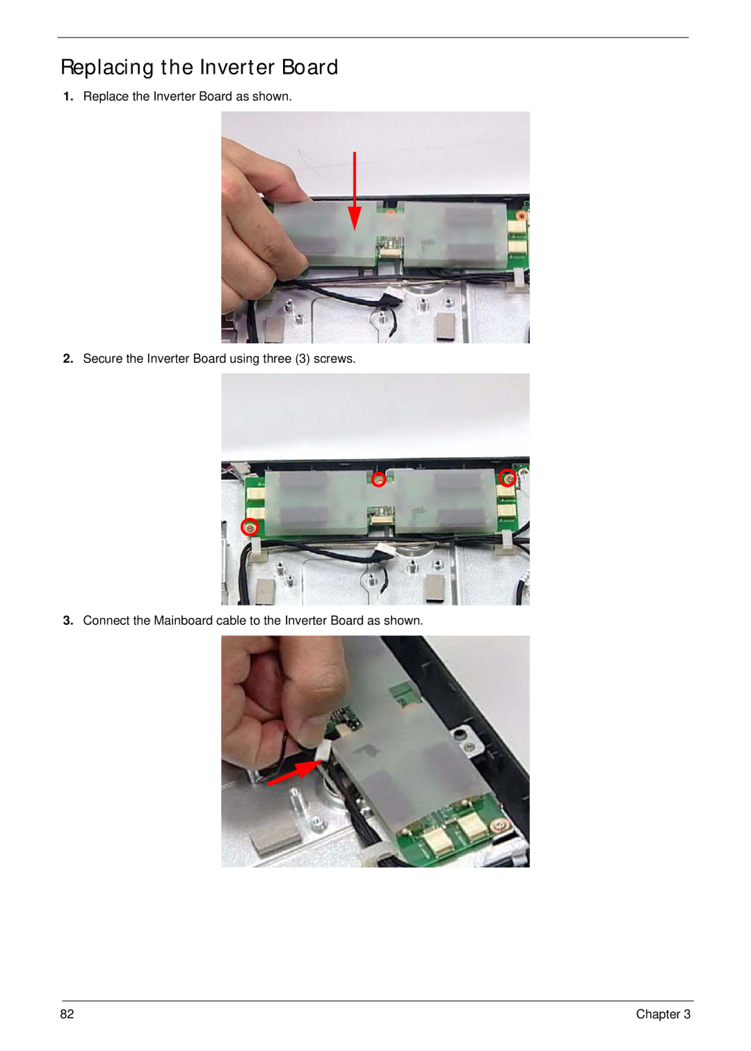 Acer Z5600, Z5610 manual Replacing the Inverter Board 