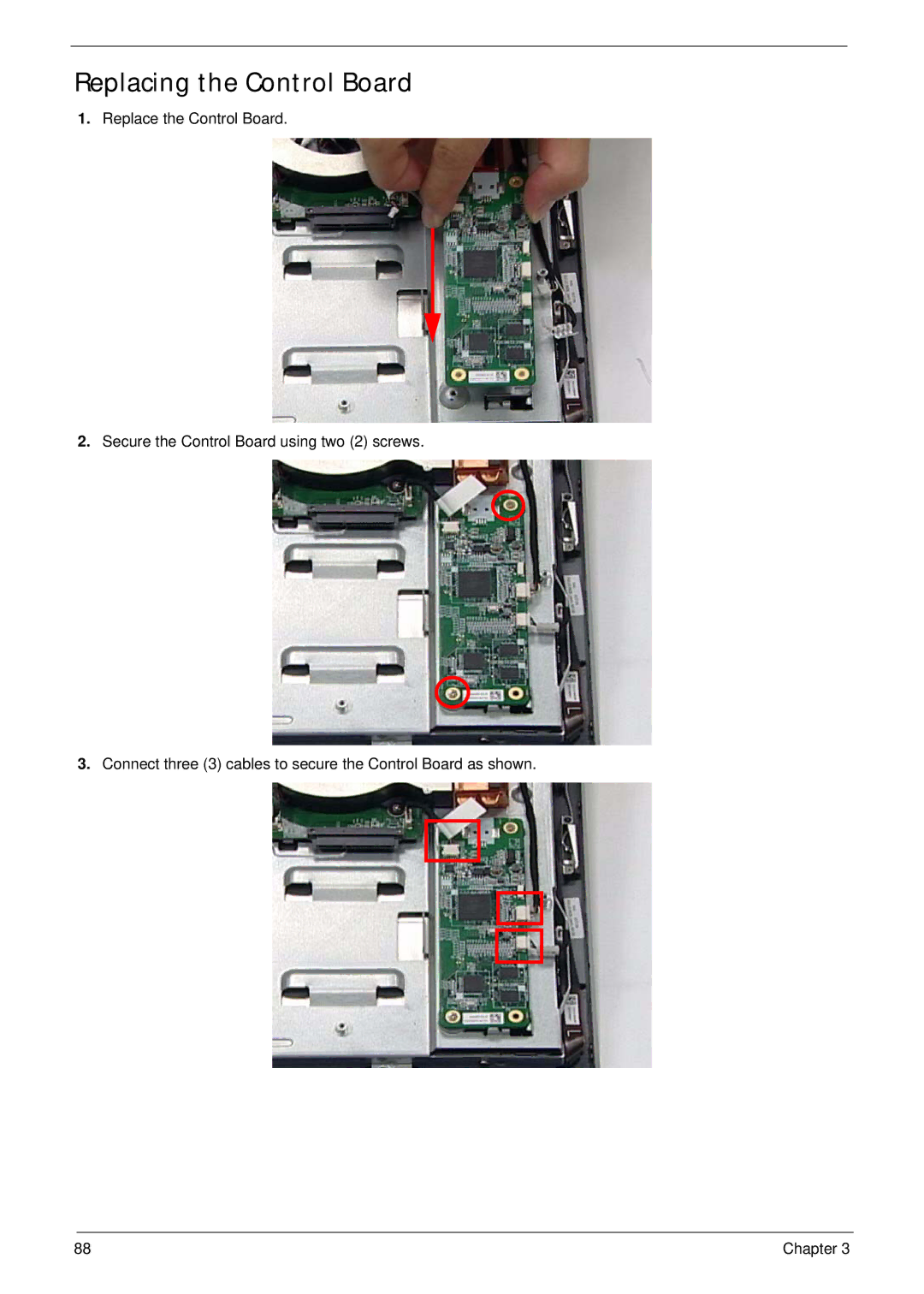 Acer Z5600, Z5610 manual Replacing the Control Board 