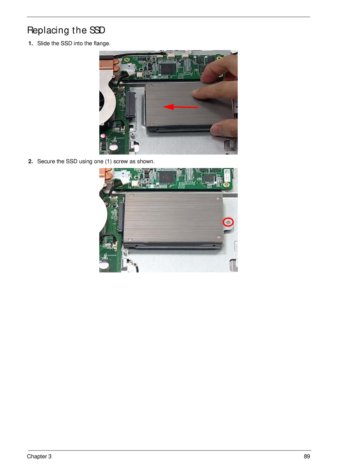 Acer Z5610, Z5600 manual Replacing the SSD 