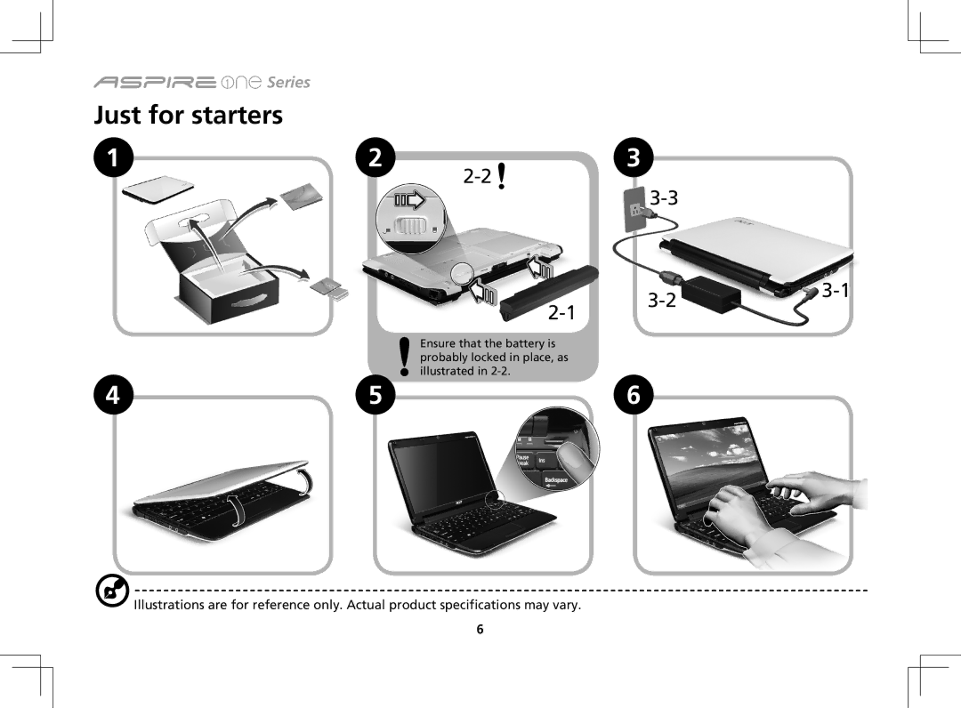 Acer ZA3 manual Just for starters 