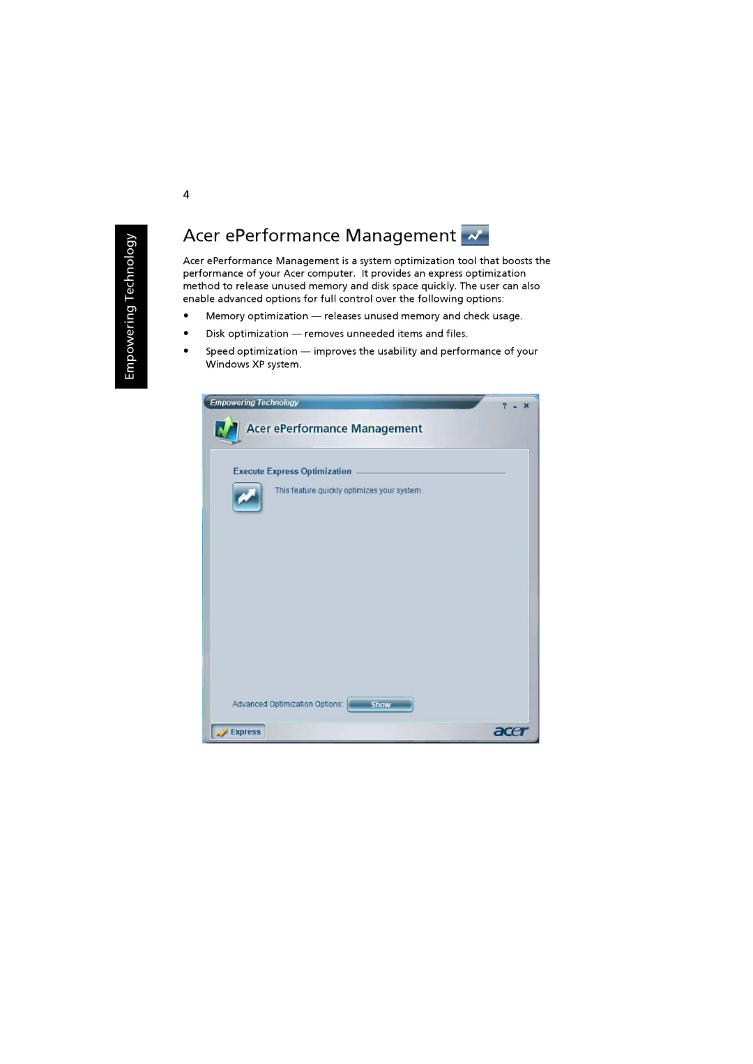 Acer ZB3, 3660 manual Acer ePerformance Management 