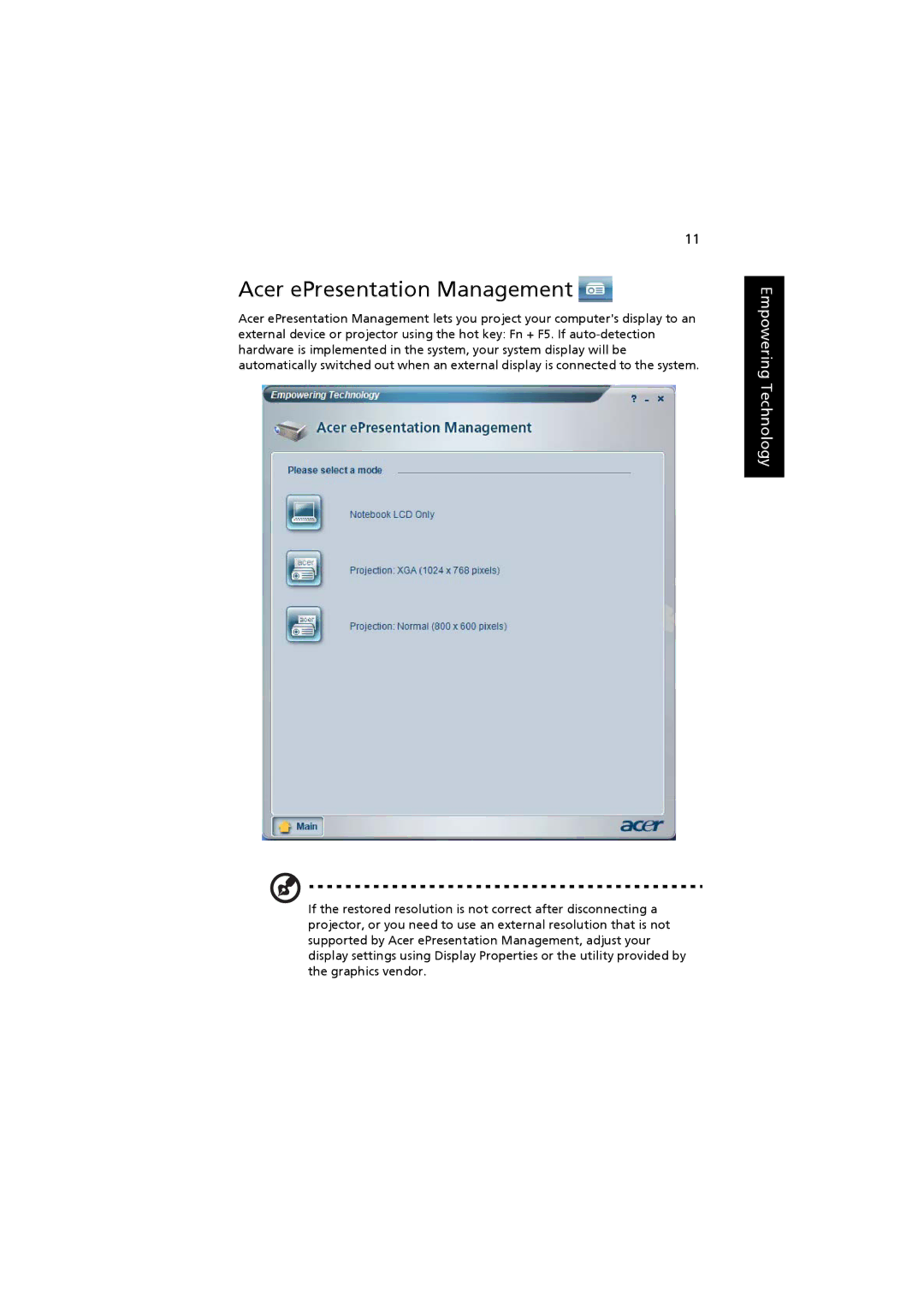 Acer 3660, ZB3 manual Acer ePresentation Management 