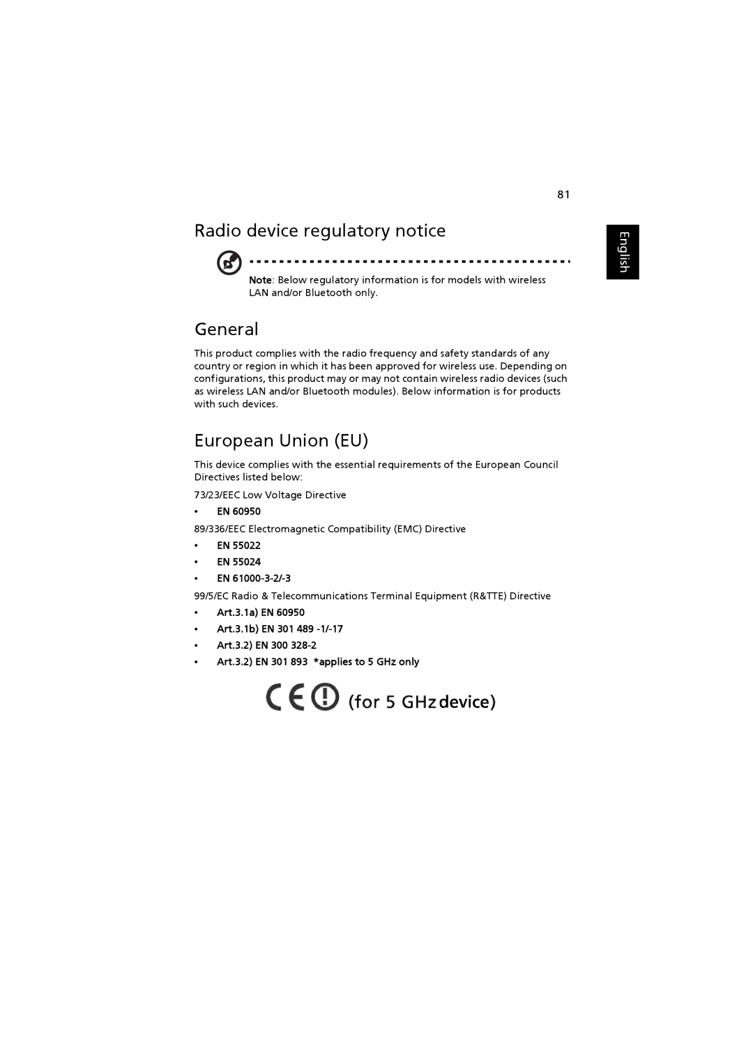 Acer 3660, ZB3 manual Radio device regulatory notice General, European Union EU, EN 61000-3-2/-3 