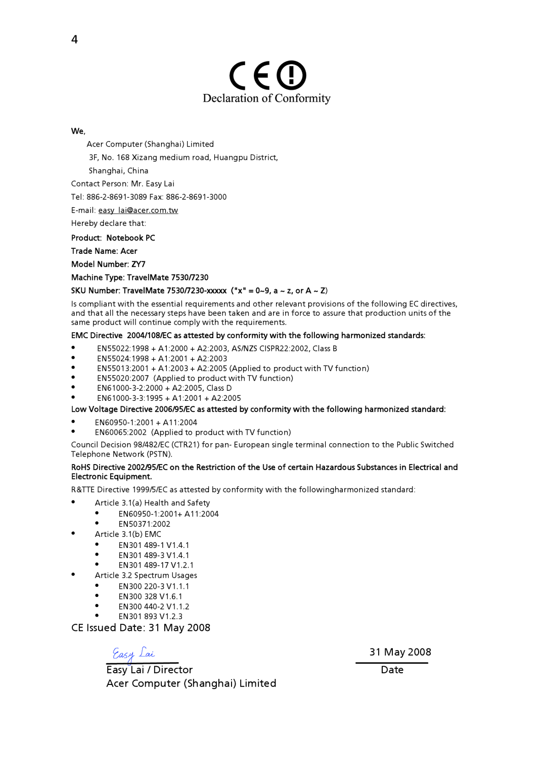 Acer 7530 Series, ZY7, 7230 Series manual 