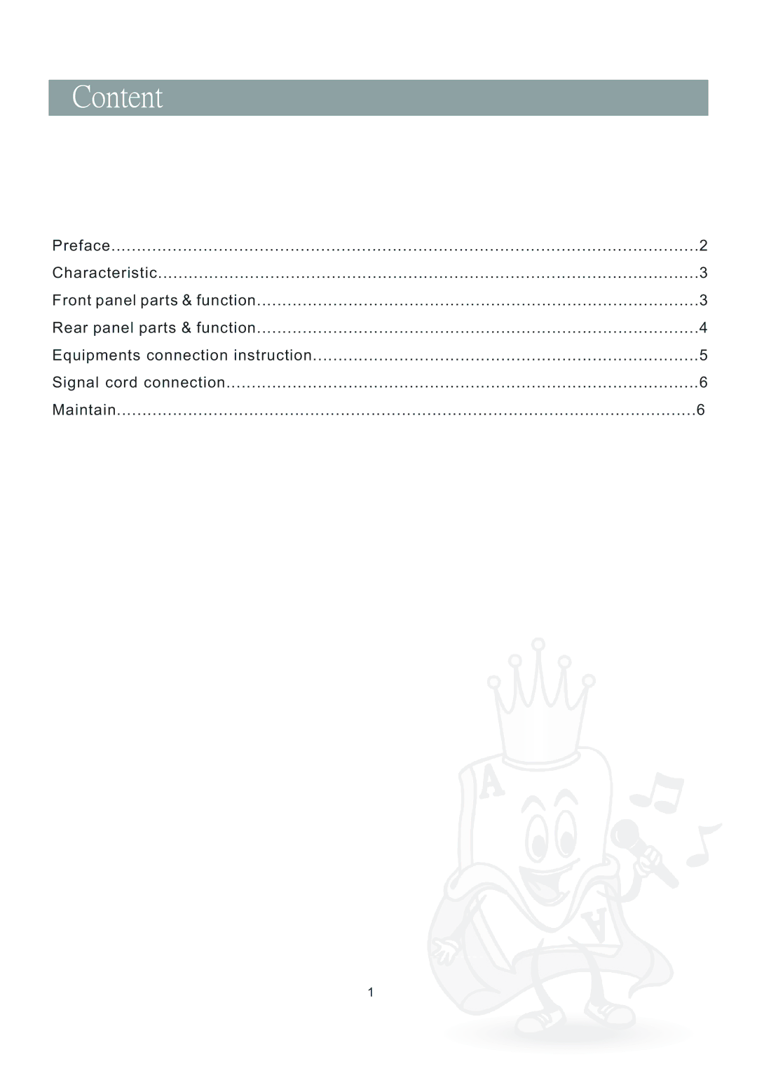 Acesonic AM-190 manual Content 