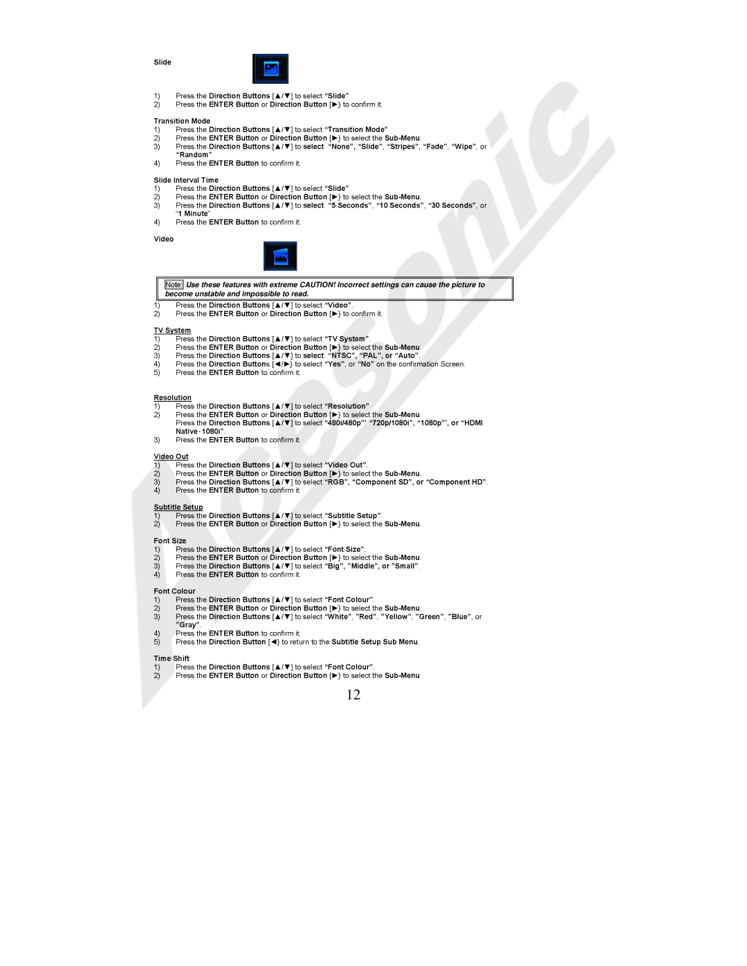 Acesonic BDK-2000 user manual Slide Interval Time, Video 