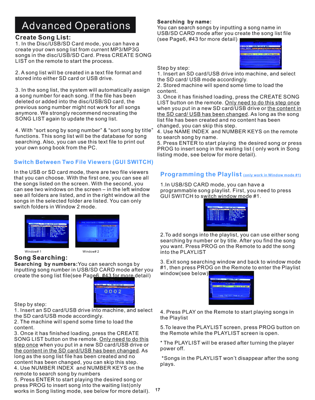 Acesonic DGX-212 user manual Create Song List, Song Searching, Searching by name 