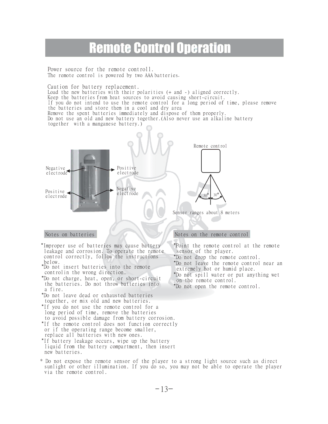 Acesonic DGX-400 user manual Remote Control Operation 