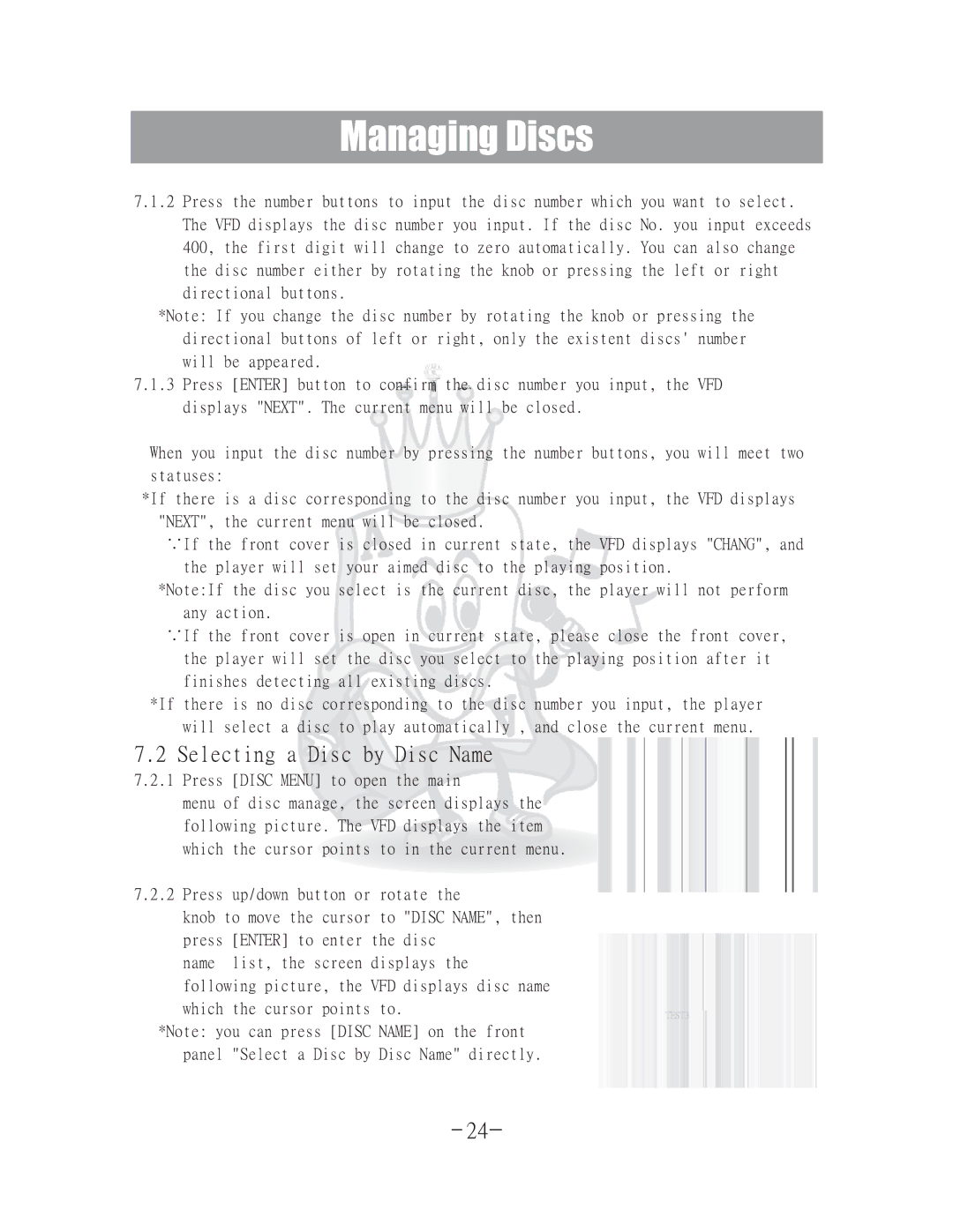 Acesonic DGX-400 user manual Selecting a Disc by Disc Name 