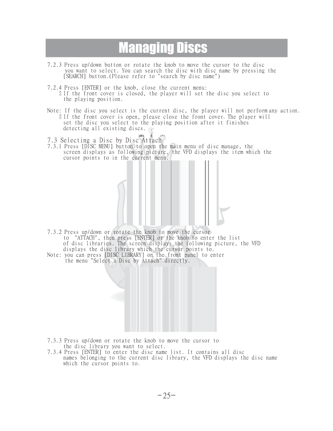 Acesonic DGX-400 user manual Selecting a Disc by Disc Attach 