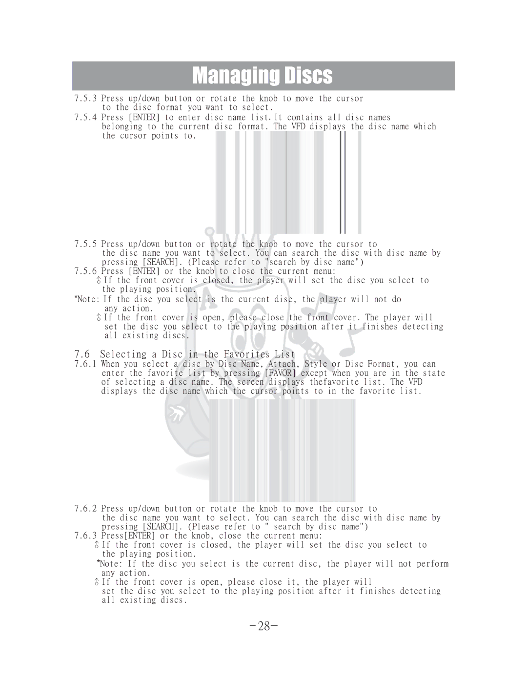 Acesonic DGX-400 user manual Selecting a Disc in the Favorites List 