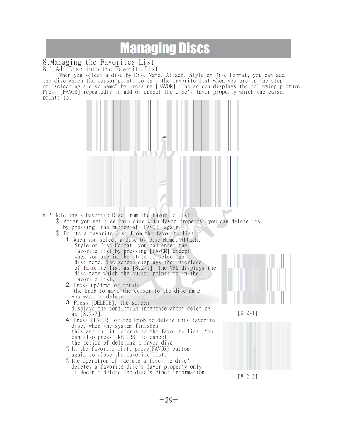 Acesonic DGX-400 user manual Managing the Favorites List, Add Disc into the Favorite List 