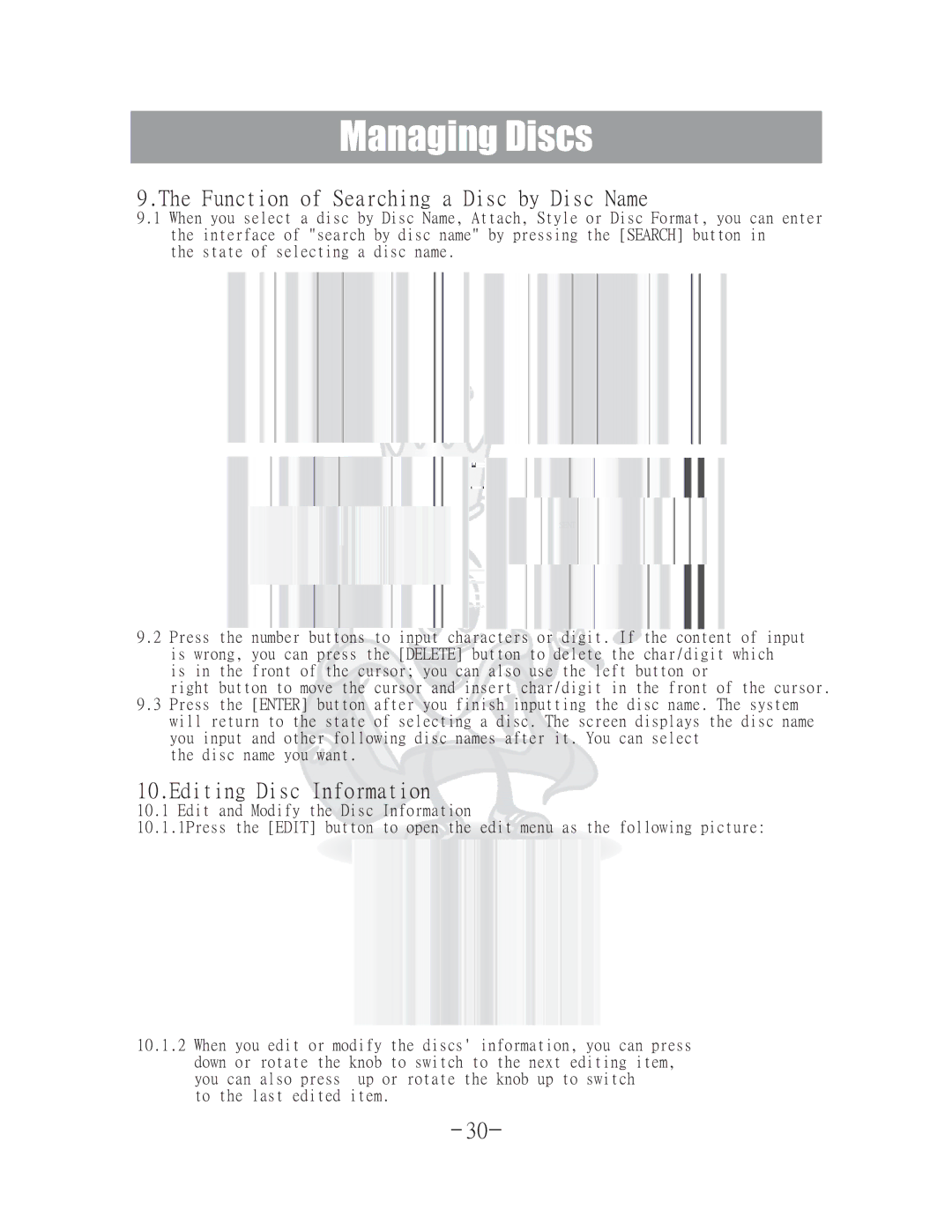 Acesonic DGX-400 user manual Function of Searching a Disc by Disc Name, Editing Disc Information 