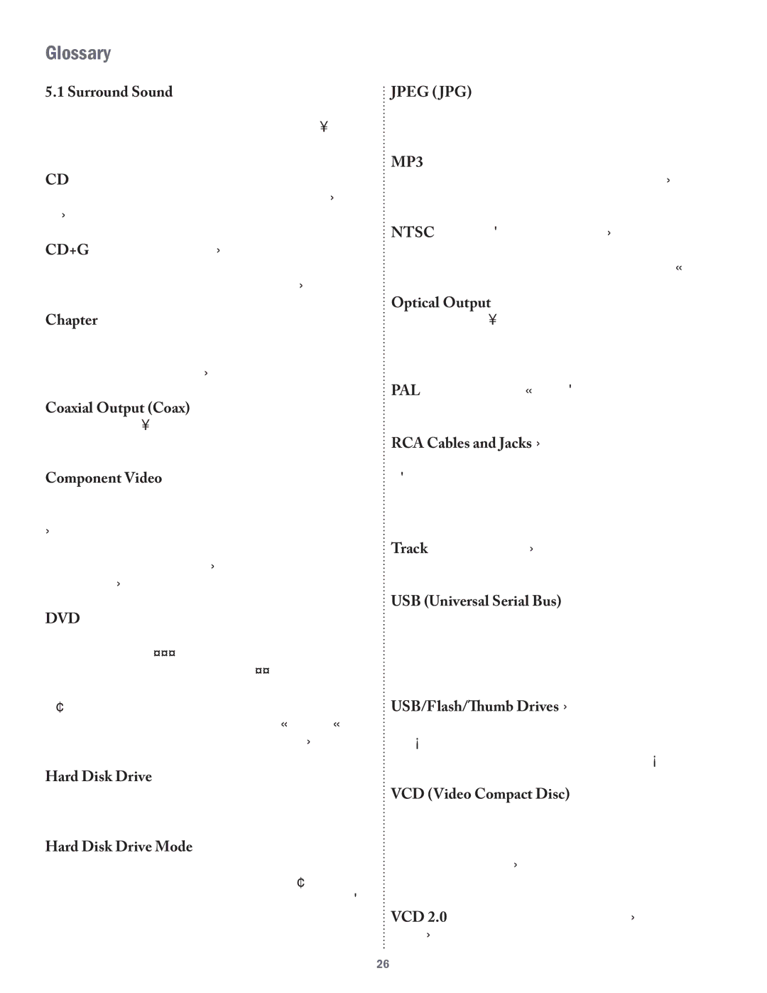 Acesonic KOD-1000 user manual Glossary 