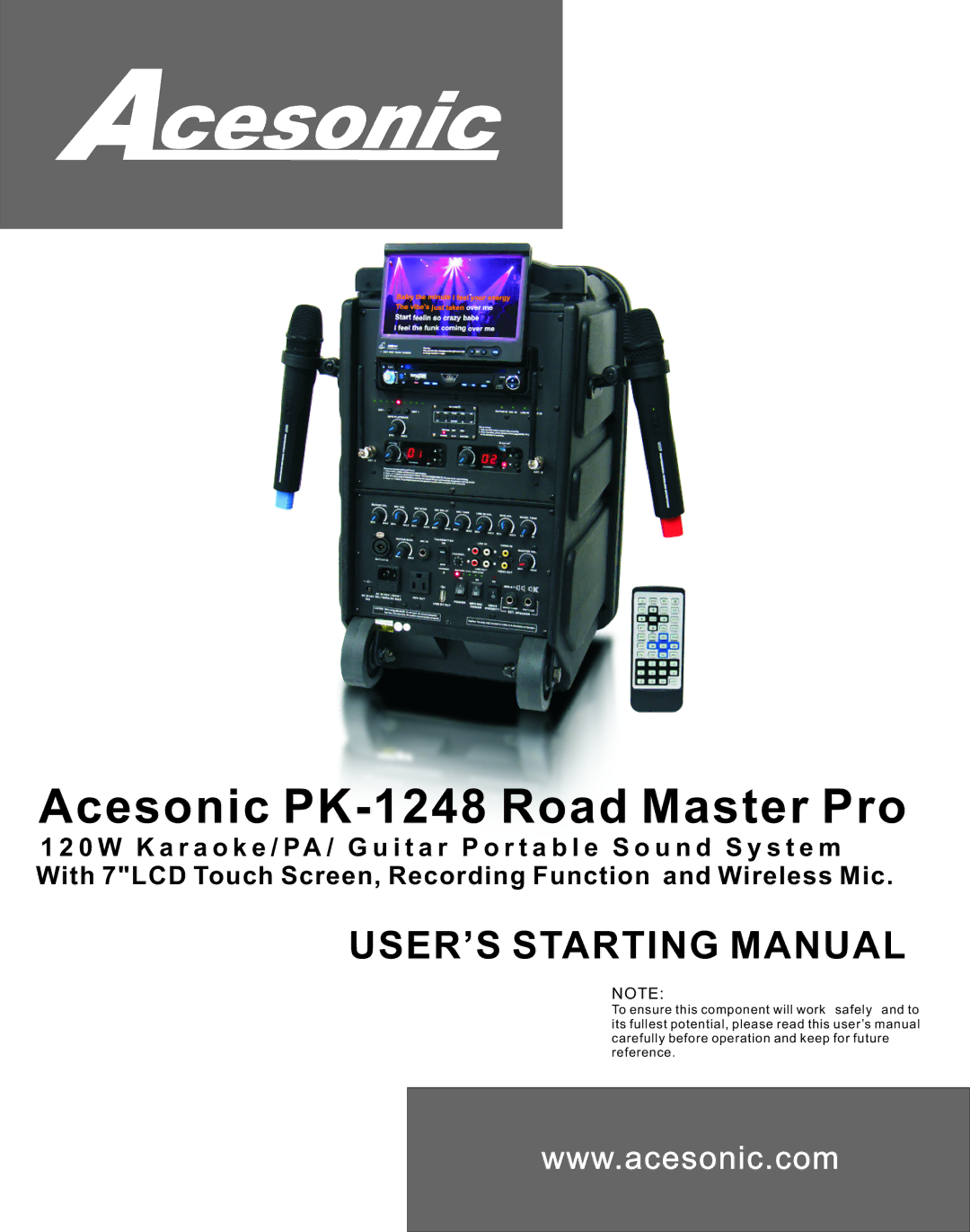 Acesonic user manual Acesonic PK-1248 Road Master Pro 