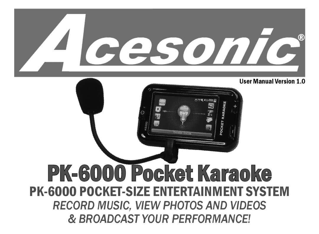 Acesonic user manual PK-6000 Pocket Karaoke 