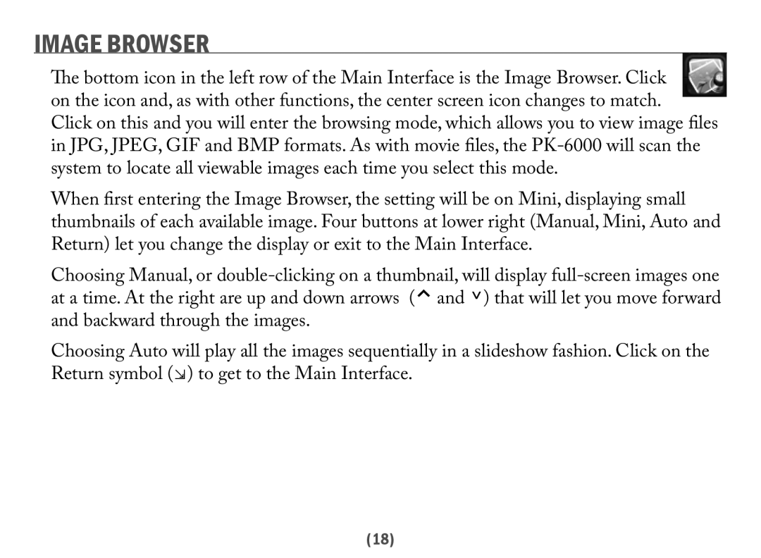 Acesonic PK-6000 user manual Image Browser 