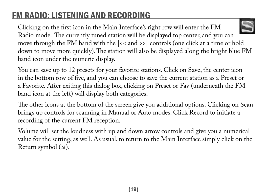 Acesonic PK-6000 user manual FM Radio Listening and Recording 