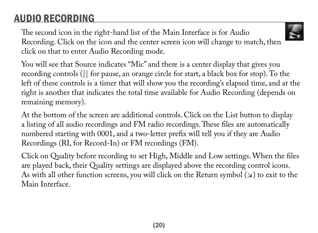 Acesonic PK-6000 user manual Audio Recording 